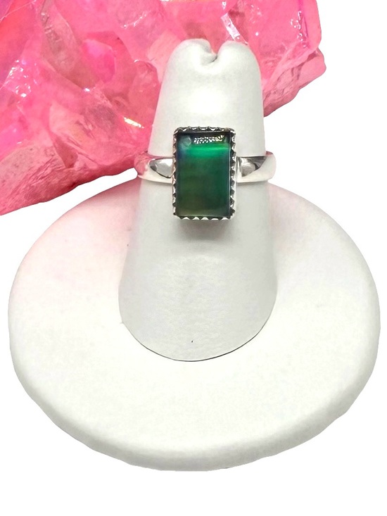 925 Sterling Silver Jewelry - Aurora Fire Opal Ring Size 6 Solid 925 Sterling Silver Aura